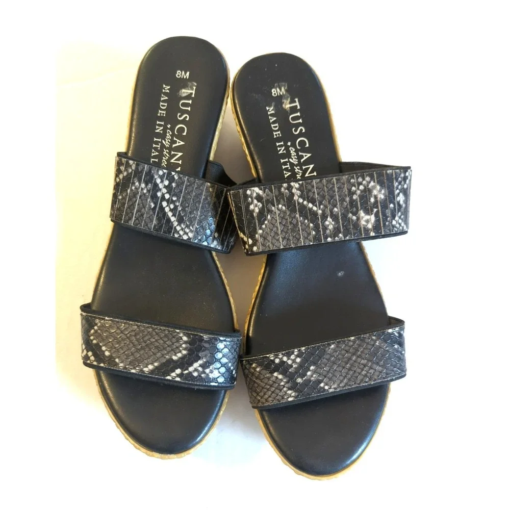 Tuscany by Easy Street Sandals Women 8M Snake Skin Print Espadrille Easy Chic